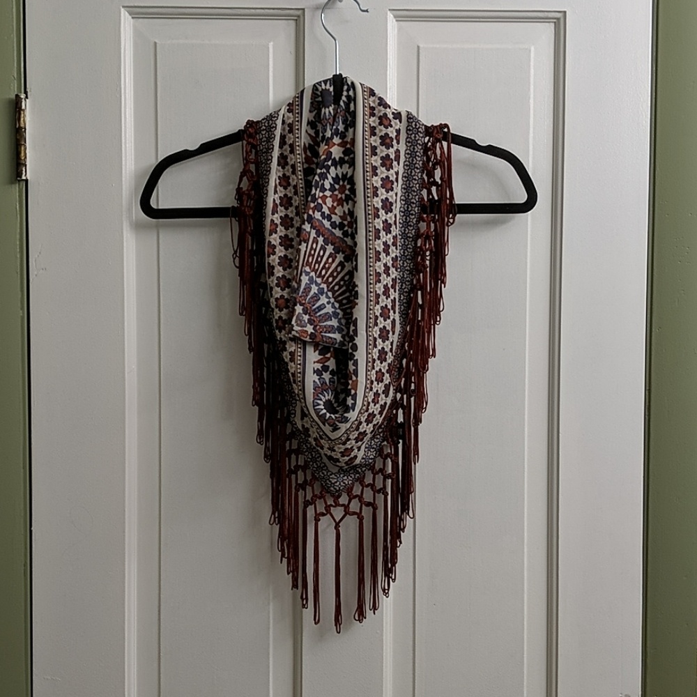 Patterned Orange Infinity Scarf